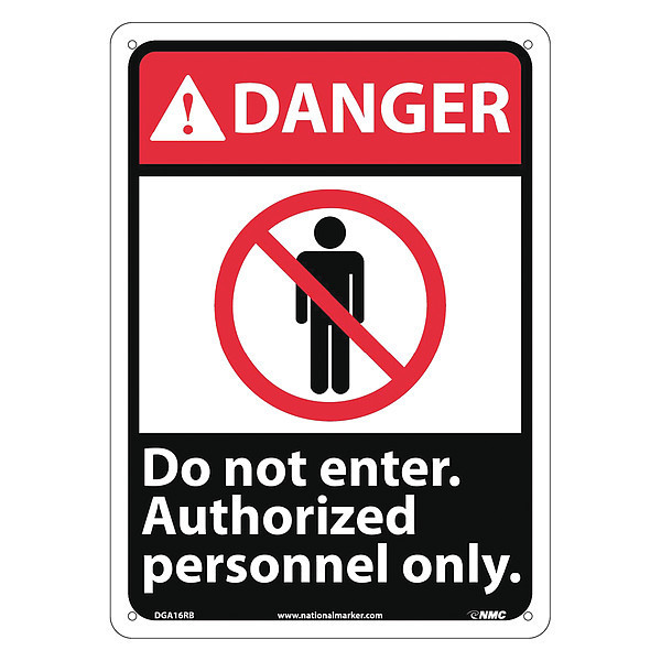 Nmc Danger Do Not Enter Authorized Personnel Only Sign, DGA16RB DGA16RB
