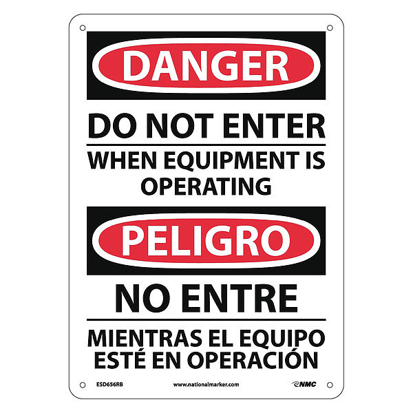 Nmc Danger Do Not Enter Equipment Operating Sign - Bilingual, ESD656RB ESD656RB