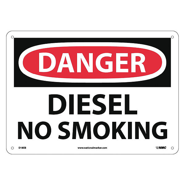 Nmc Danger Diesel No Smoking Sign, D18EB D18EB