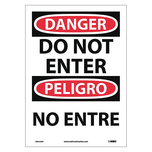 Nmc Danger Do Not Enter Sign - Bilingual, ESD104PB ESD104PB