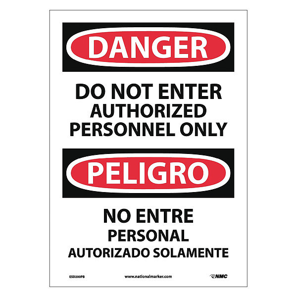 Nmc Danger Do Not Enter Sign - Bilingual, ESD200PB ESD200PB