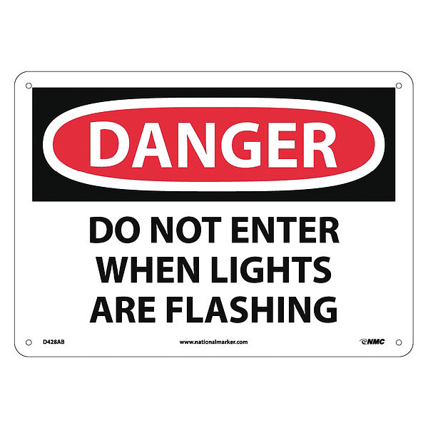 Nmc Danger Do Not Enter When Lights Are Flashing Sign, D428AB D428AB