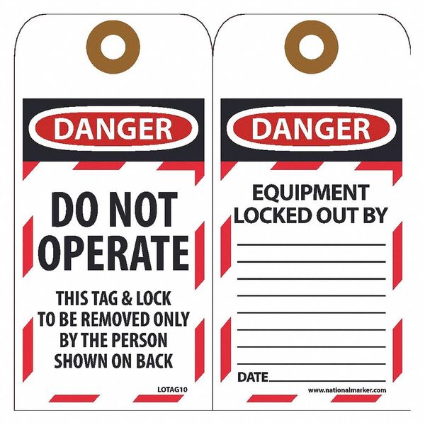 Nmc Danger Do Not Operate This Tag, Pk10 LOTAG10