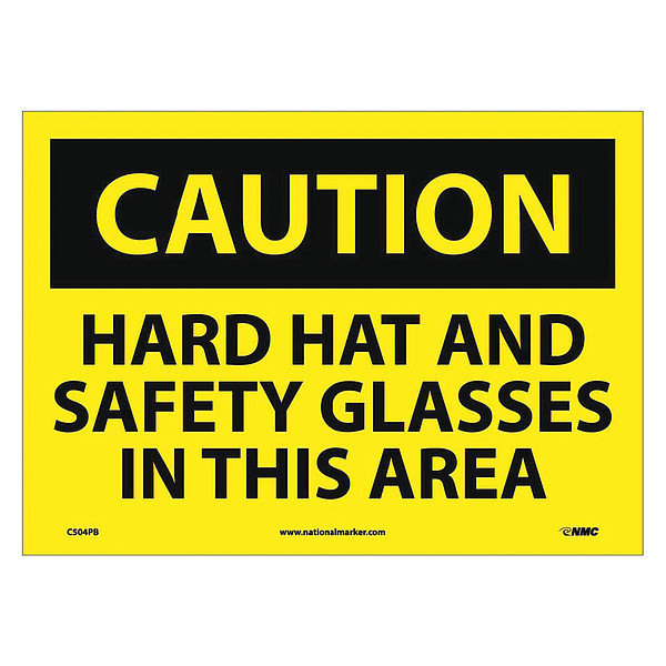 Nmc Caution Multi Protection Safety Sign, 10 in Height, 14 in Width, Pressure Sensitive Vinyl C504PB
