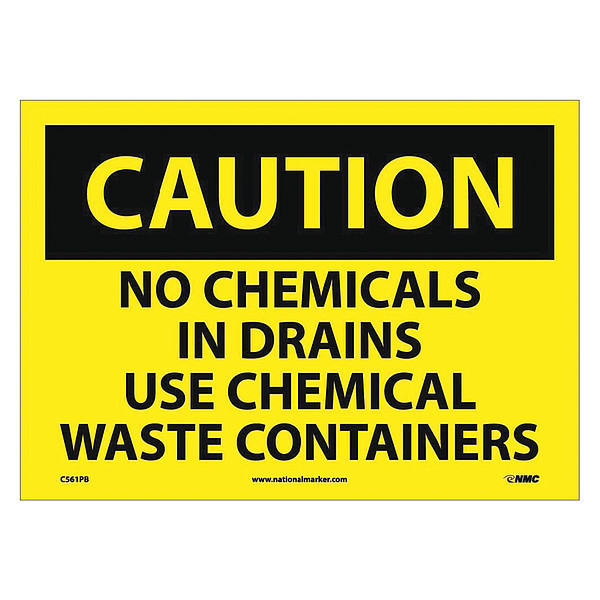 Nmc Caution No Chemicals In Drains Sign, C561PB C561PB