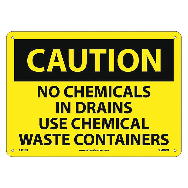 Nmc Caution No Chemicals In Drains Sign, C561RB C561RB