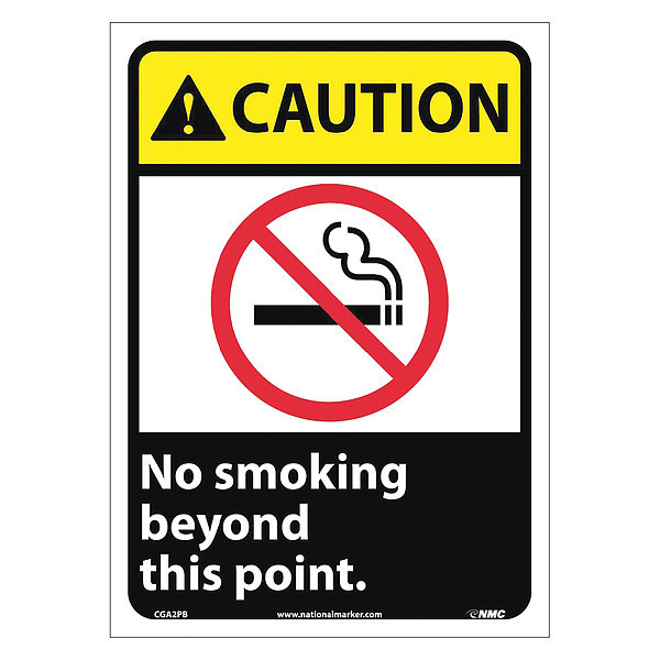 Nmc Caution No Smoking Beyond This Point Sign, CGA2PB CGA2PB