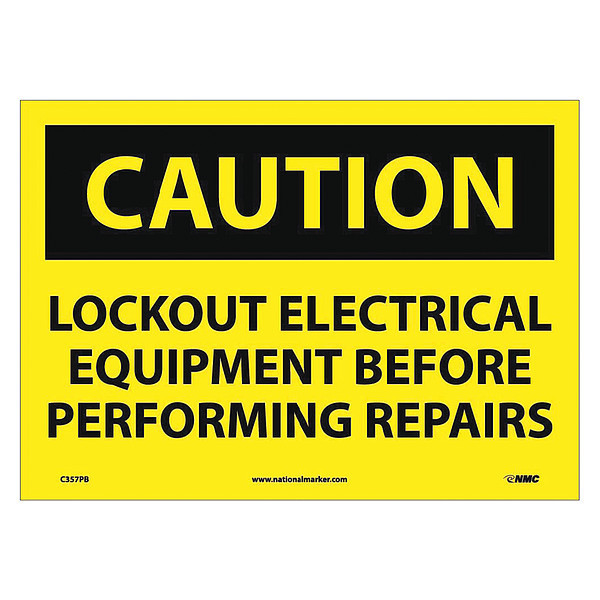 Nmc Caution Lockout Electrical Equipment Sign C357PB