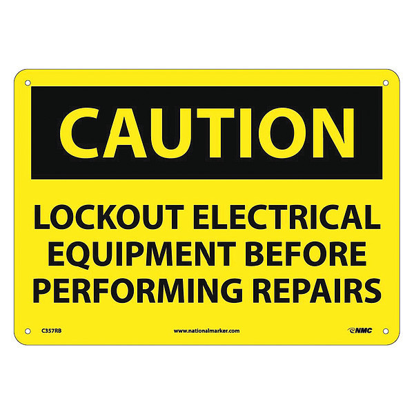 Nmc Caution Lockout Electrical Equipment Sign C357RB