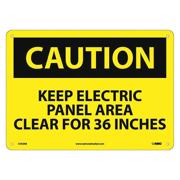 Nmc Caution Keep Electrical Panel Area Clear For 36 Inches Sign, C533AB C533AB
