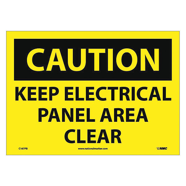 Nmc Caution Keep Electrical Panel Area Clear Sign, C167PB C167PB