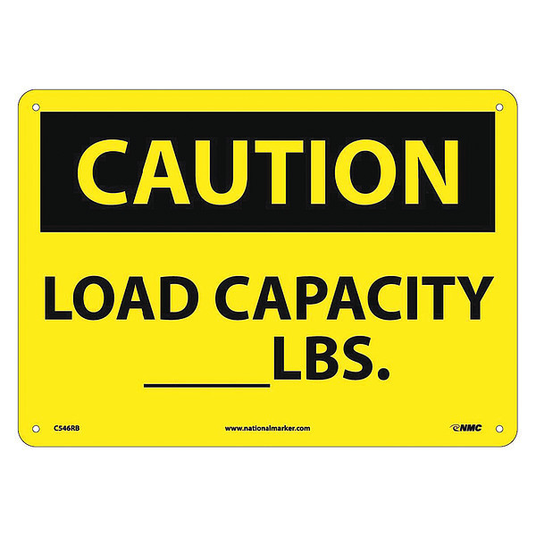 Nmc Caution Load Capacity _Lbs. Sign, C546RB C546RB