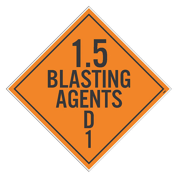 Nmc Dot Placard Sign, D1, 1.5 Blasting Agents DL35TB