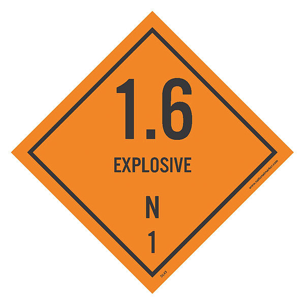 Nmc Dot Shipping Label, N1, 1.6 Explosives DL45ALV