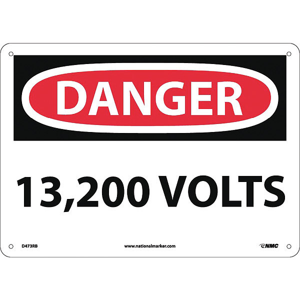 Nmc DANGER, 13,200 VOLTS, 10X14, RIGID PLASTIC D473RB
