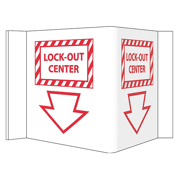 Nmc Lock-Out Center 3-View Sign, VS20W VS20W