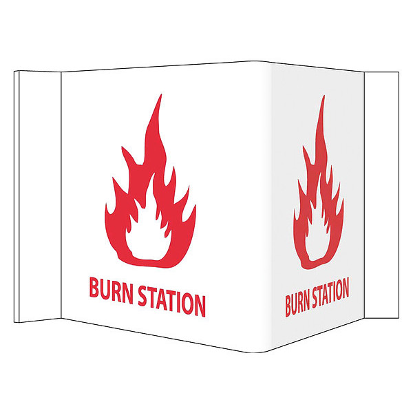 Nmc Burn Station 3-View Sign, VS38W VS38W
