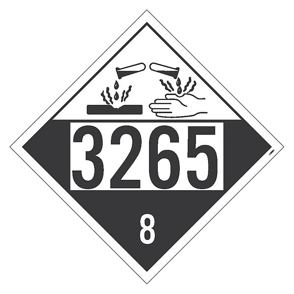 Nmc Dot Placard, 3265 Corrosive 4 Digit, Material: Adhesive Backed Vinyl DL187P
