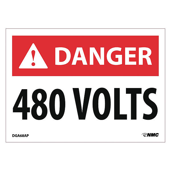 Nmc DANGER, 480 VOLTS, 2.5X3.5, PS VINYL, PK5 DGA68AP