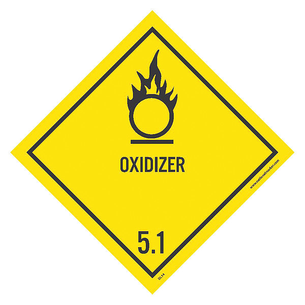 Nmc DOT SHIPPING LABEL, OXIDIZER 5.1, 4X4, PS VINYL, 500/ROLL DL14ALV