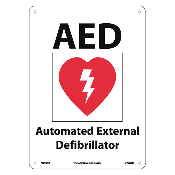 Nmc AED Automated External Defibrillator Sign, M609RB M609RB