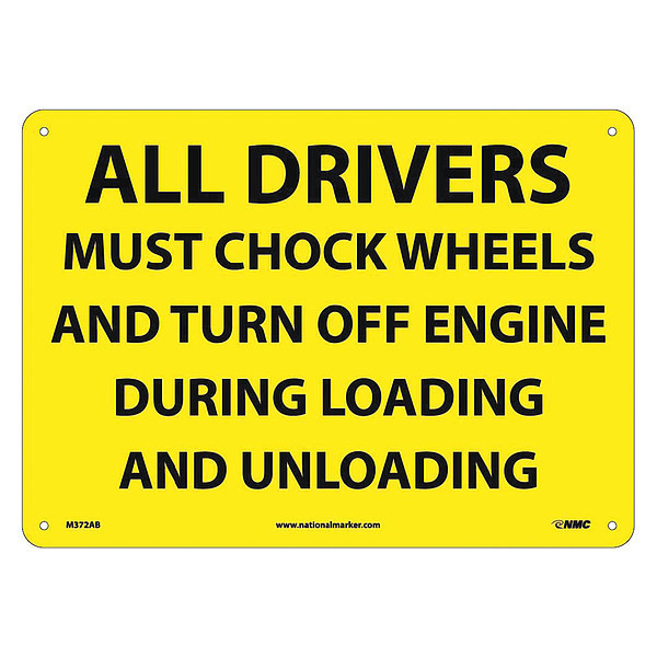 Nmc All Drivers Must Chock Wheels And Turn Off Engine Sign, M372AB M372AB