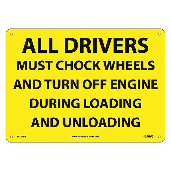 Nmc All Drivers Must Chock Wheels And Turn Off Engine Sign, M372RB M372RB
