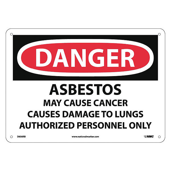 Nmc Asbestos Cancer And Lung Disease H, 10 in Height, 14 in Width, Rigid Plastic D656RB