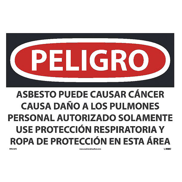 Nmc Wear Respiratroy Protection Sign, Spanish, 14 in Height, 20 in Width, Pressure Sensitive Vinyl SPD23PC
