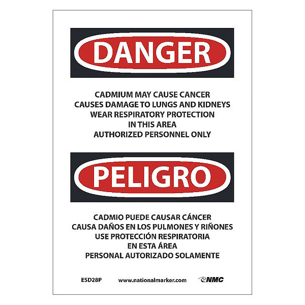 Nmc Cadmium May Cause Cancer Causes Sign - Bilingual, ESD28P ESD28P