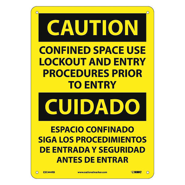 Nmc Caution Confined Space Sign - Bilingual, ESC444RB ESC444RB
