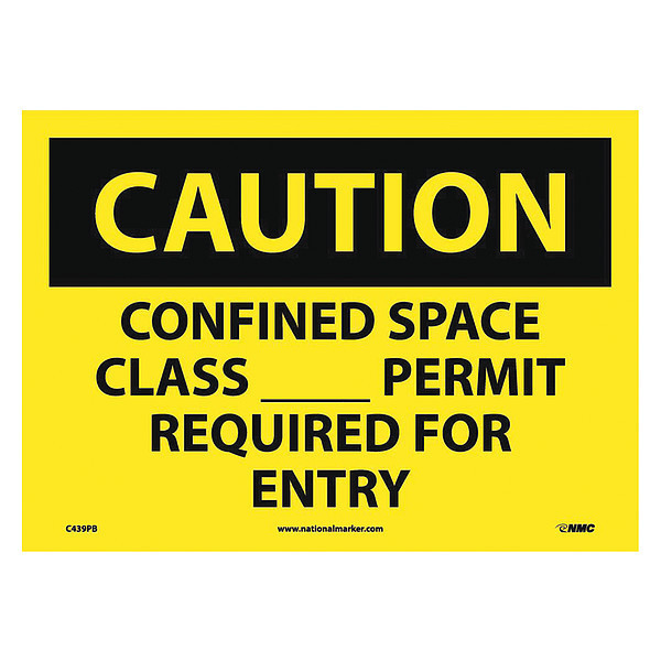 Nmc Caution Confined Space Permit Required Sign, C439PB C439PB