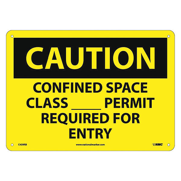 Nmc Caution Confined Space Permit Required Sign, C439RB C439RB