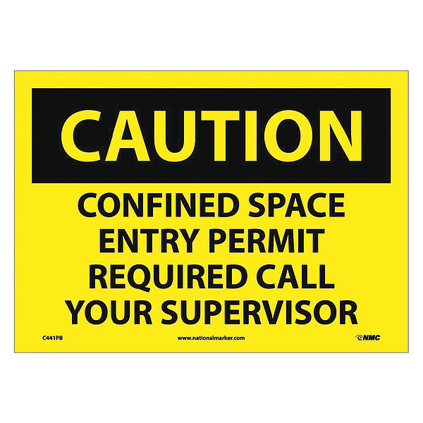 Nmc Caution Confined Space Permit Required Sign, C441PB C441PB
