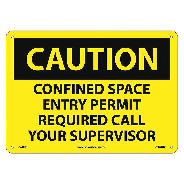 Nmc Caution Confined Space Permit Required Sign, C441RB C441RB