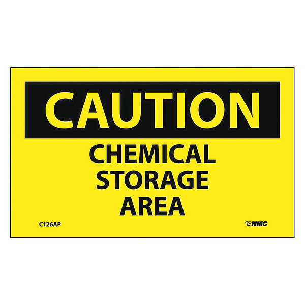 Nmc Caution Chemical Storage Area Label, Pk5 C126AP