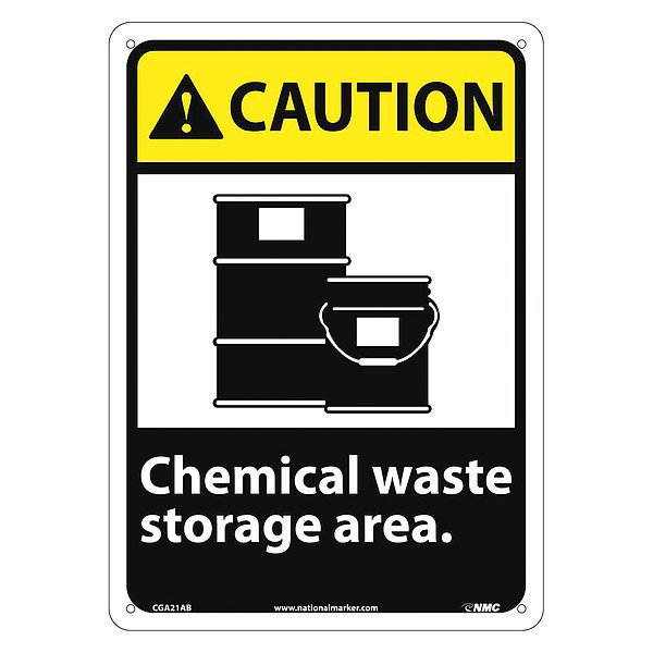 Nmc Caution Chemical Waste Storage Area Sign, CGA21AB CGA21AB