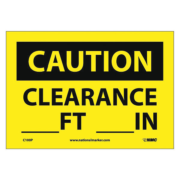 Nmc Caution Clearance Sign, C100P C100P