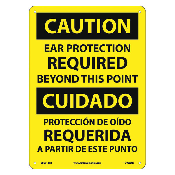 Nmc Caution Ear Protection Required Sign - Bilingual ESC713RB