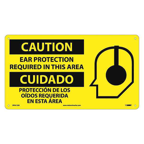 Nmc Caution Ear Protection Required Sign - Bilingual SPSA123R