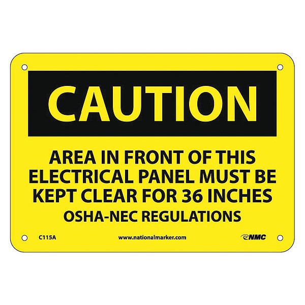 Nmc Caution Electrical Hazard Sign, C115A C115A