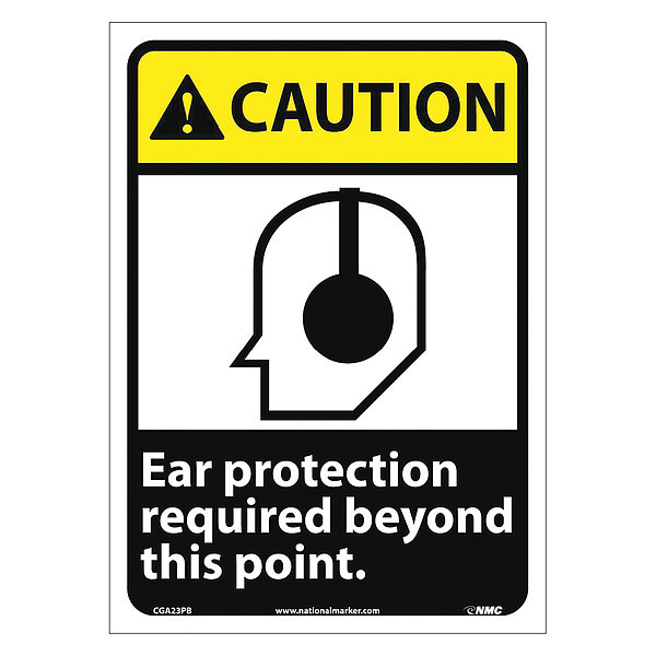 Nmc Caution Ear Protection Required Sign CGA23PB