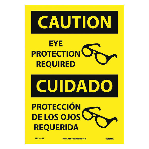 Nmc Caution Eye Protection Required Sign - Bilingual ESC701PB