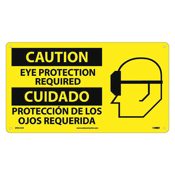 Nmc Caution Eye Protection Required Sign - Bilingual SPSA101R
