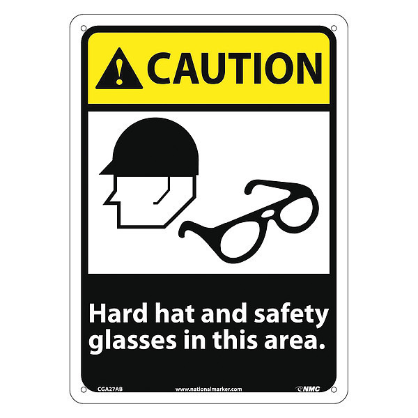 Nmc Caution Hard Hat And Safety Glasses In This Area Sign CGA27AB