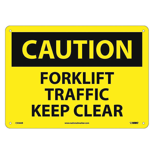 Nmc Caution Forklift Traffic Keep Clear Sign, C356AB C356AB
