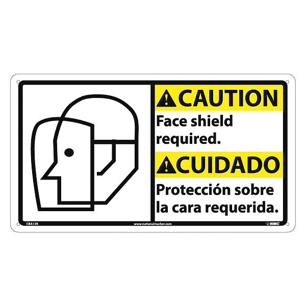 Nmc Caution Face Shield Required Sign - Bilingual CBA13R