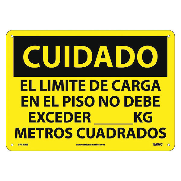 Nmc Caution Floor Load Limit Sign - Spanish, SPC87RB SPC87RB