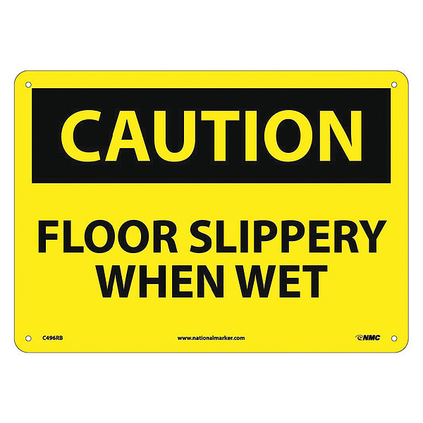 Nmc Caution Floor Slippery When Wet Sign, C496RB C496RB