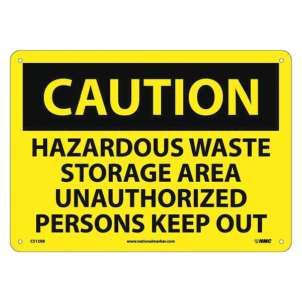 Nmc Caution Hazardous Waste Storage Area Sign, C512RB C512RB